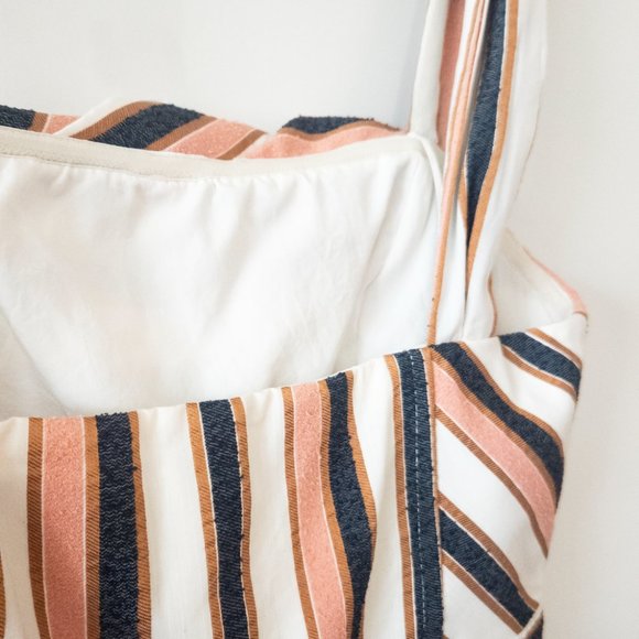 Gianni Bini Striped Button Down Cut Out Midi Dress Size L Like New - Picture 10 of 16